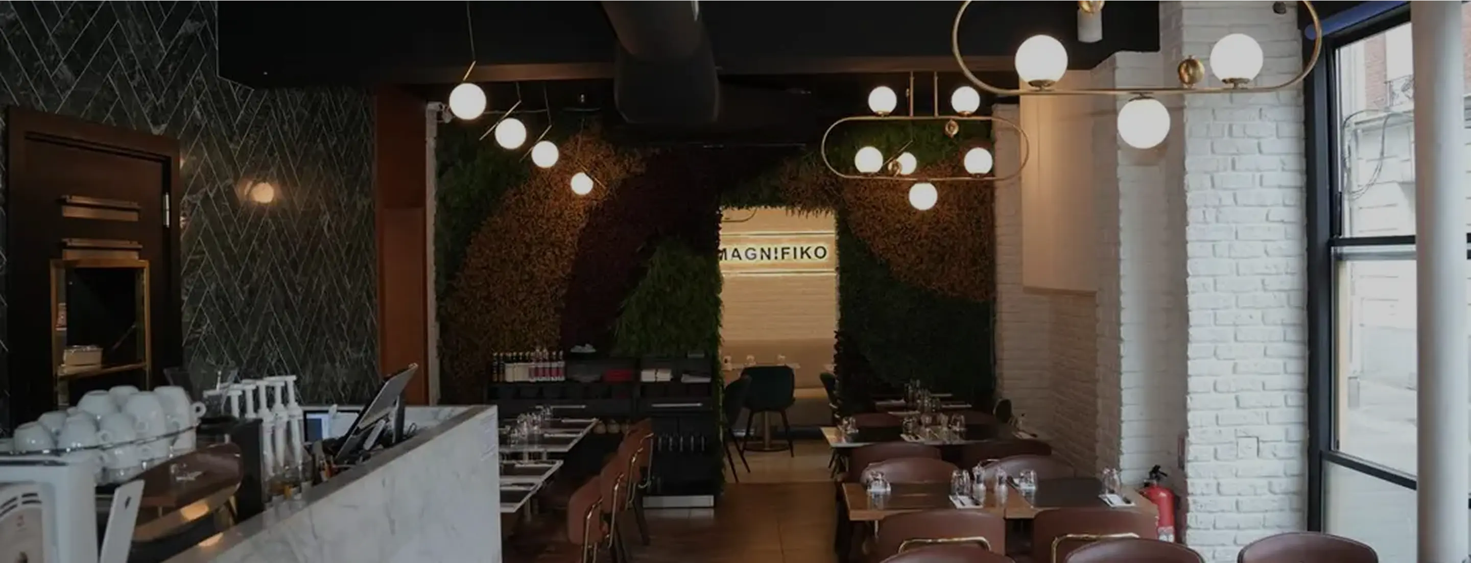 Restaurant interior evening